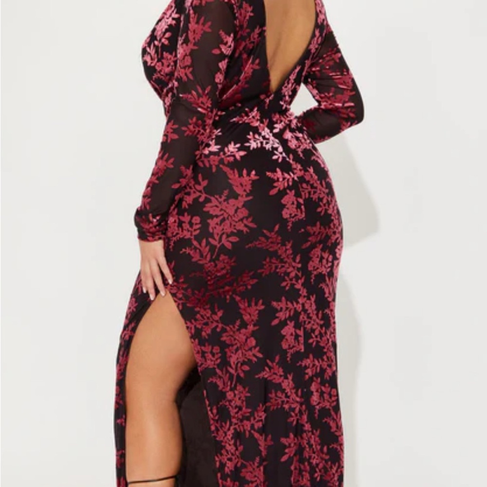 Elegant Black and Red Floral Dress